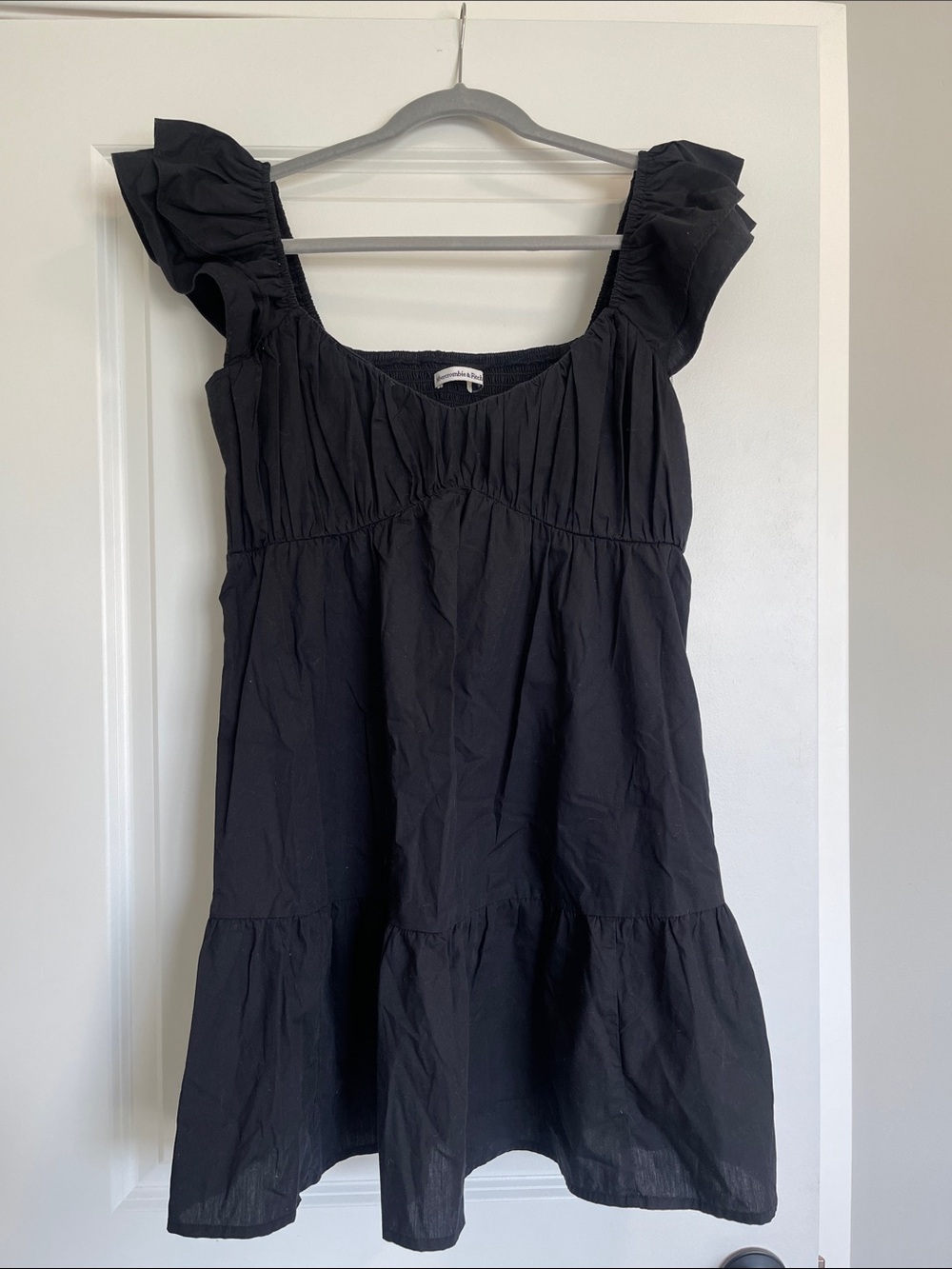 Black Ruffled Sleeve Mini Dress